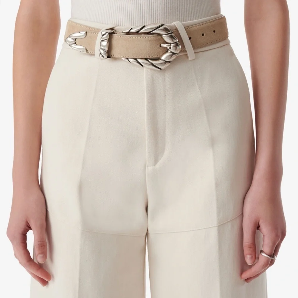 NWT IRO Beige Tan Suede Belt with Silver Accents